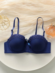 Sexy Blue Push Up Bow Bra