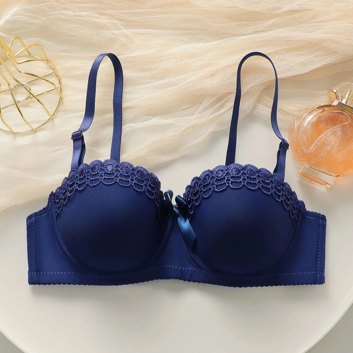 Sexy Blue Push Up Bow Bra