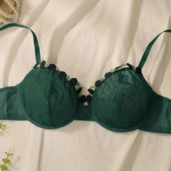 Sexy Green Lace Underwire Unpadded Bra