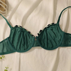 Sexy Green Lace Underwire Unpadded Bra
