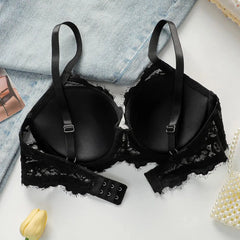 Sexy Heart Print Lace Push Up Bra