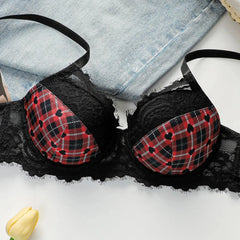 Sexy Heart Print Lace Push Up Bra