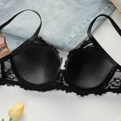 Sexy Heart Print Lace Push Up Bra