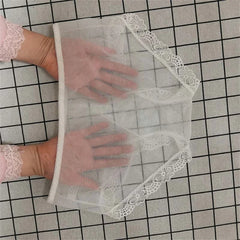 Sexy Lace Trim Solid Briefs Full Transparent Mesh Panties