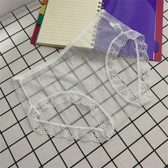 Sexy Lace Trim Solid Briefs Full Transparent Mesh Panties