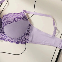Sexy Purple Lace Underwire Padded Push Up Bra
