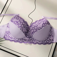 Sexy Purple Lace Underwire Padded Push Up Bra