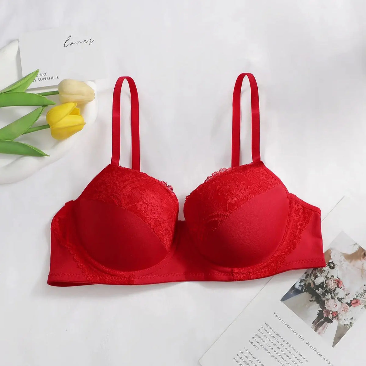 Sexy Red Lace Underwire Push Up Bra