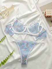 Sexy Royal Blue Lace Underwire Unpadded Bra