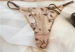 Sexy Sheer Lace Flower Embroidery Underwire Bra