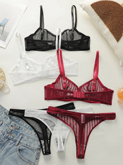 Sexy Sheer Mesh Striped Bra