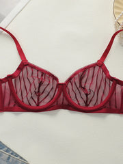 Sexy Sheer Mesh Striped Bra