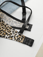 Sexy leopard print 2-piece set with gathered lifting and thickened steel support Bra