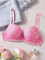 Single Piece Pink Leopard Print Bra