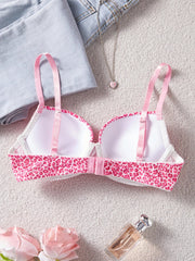 Single Piece Pink Leopard Print Bra