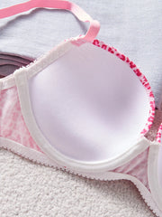 Single Piece Pink Leopard Print Bra