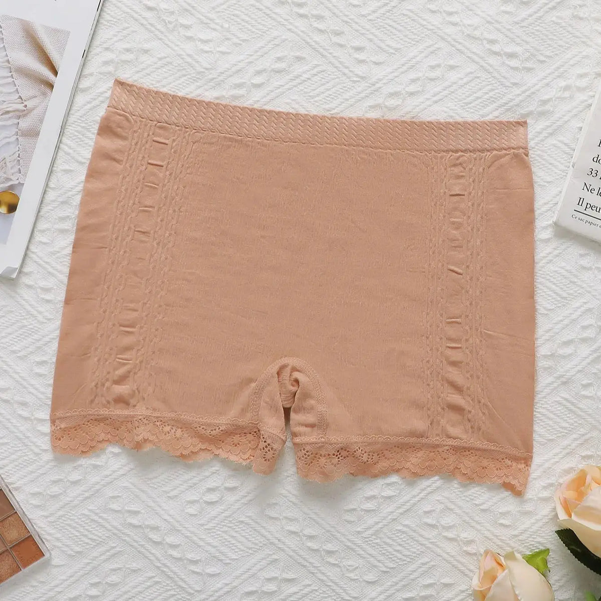 Soft Women's Pink Lace Biker Safety Shorts Breathable Anti-Chafing Underwear