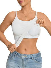 Solid Basic Women Sleeveless Camisole Tank Top Built-in Bra