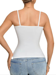 Solid Basic Women Sleeveless Camisole Tank Top Built-in Bra