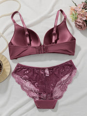 Solid Color Lace Bra
