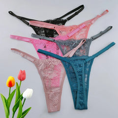 Solid Floral Lace Sexy Panties
