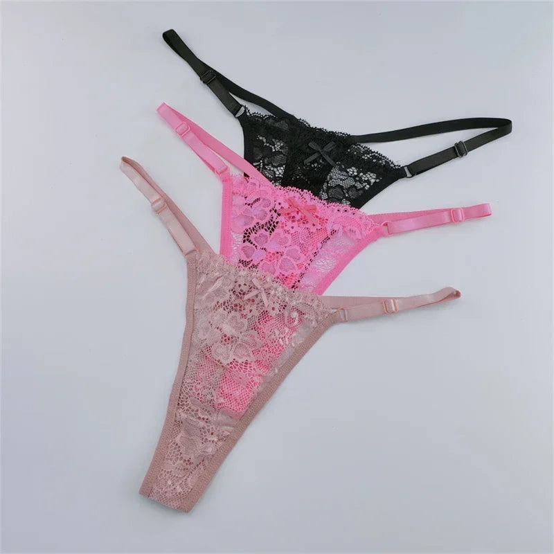 Solid Floral Lace Sexy Panties