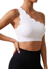 Solid One Shoulder Strap Women Bra
