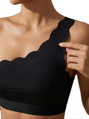 Solid One Shoulder Strap Women Bra
