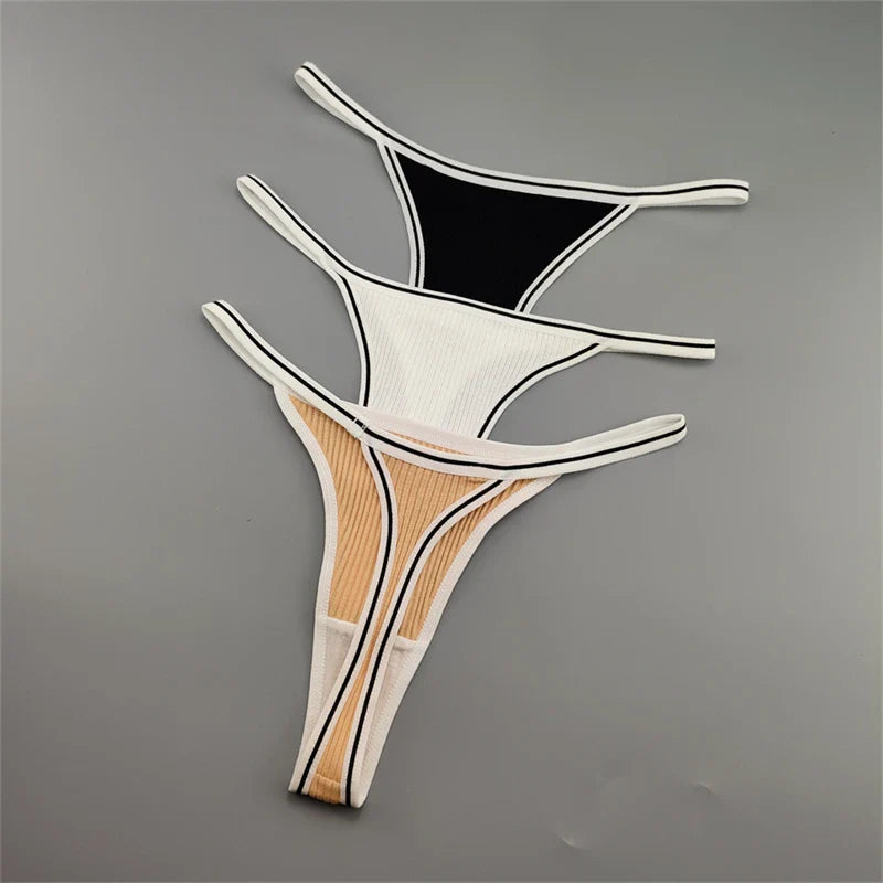 Stretch Thin-belt Solid Thong