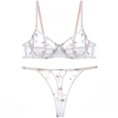 Stylish European Lace Sheer Embroidery Underwire Bra