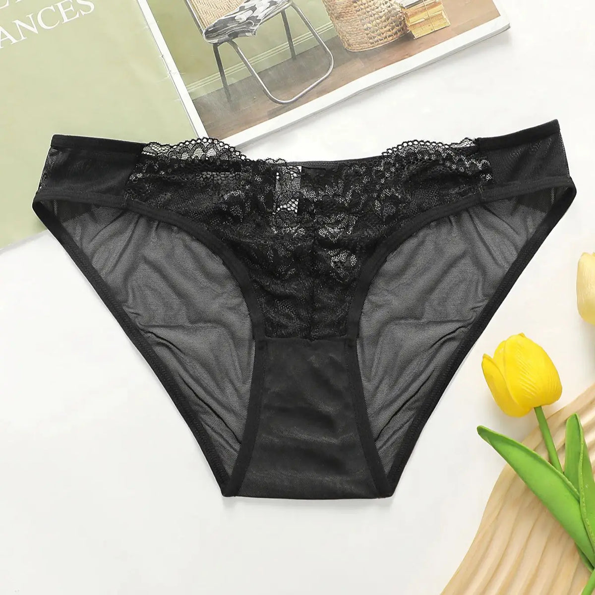 Viomisha 1Pc Transparent Lace Thong