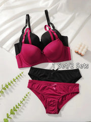 Viomisha 1Set/2Sets Solid Underwire lingerie