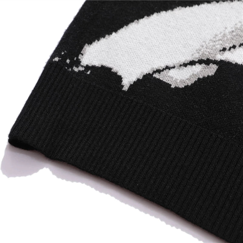 Cartoon Embroidered Rounded Collar Sweatshirt
