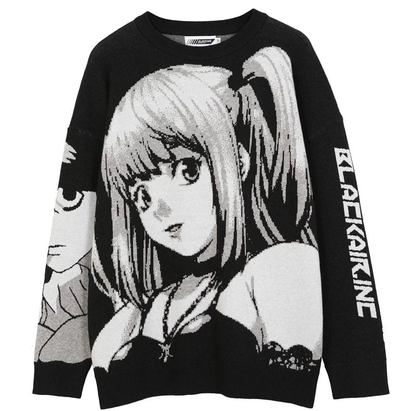 Cartoon Embroidered Rounded Collar Sweatshirt