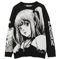 Cartoon Embroidered Rounded Collar Sweatshirt