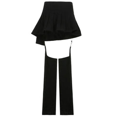 Dark Irregular Detachable Rivets Pants