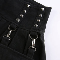 Dark Irregular Detachable Rivets Pants