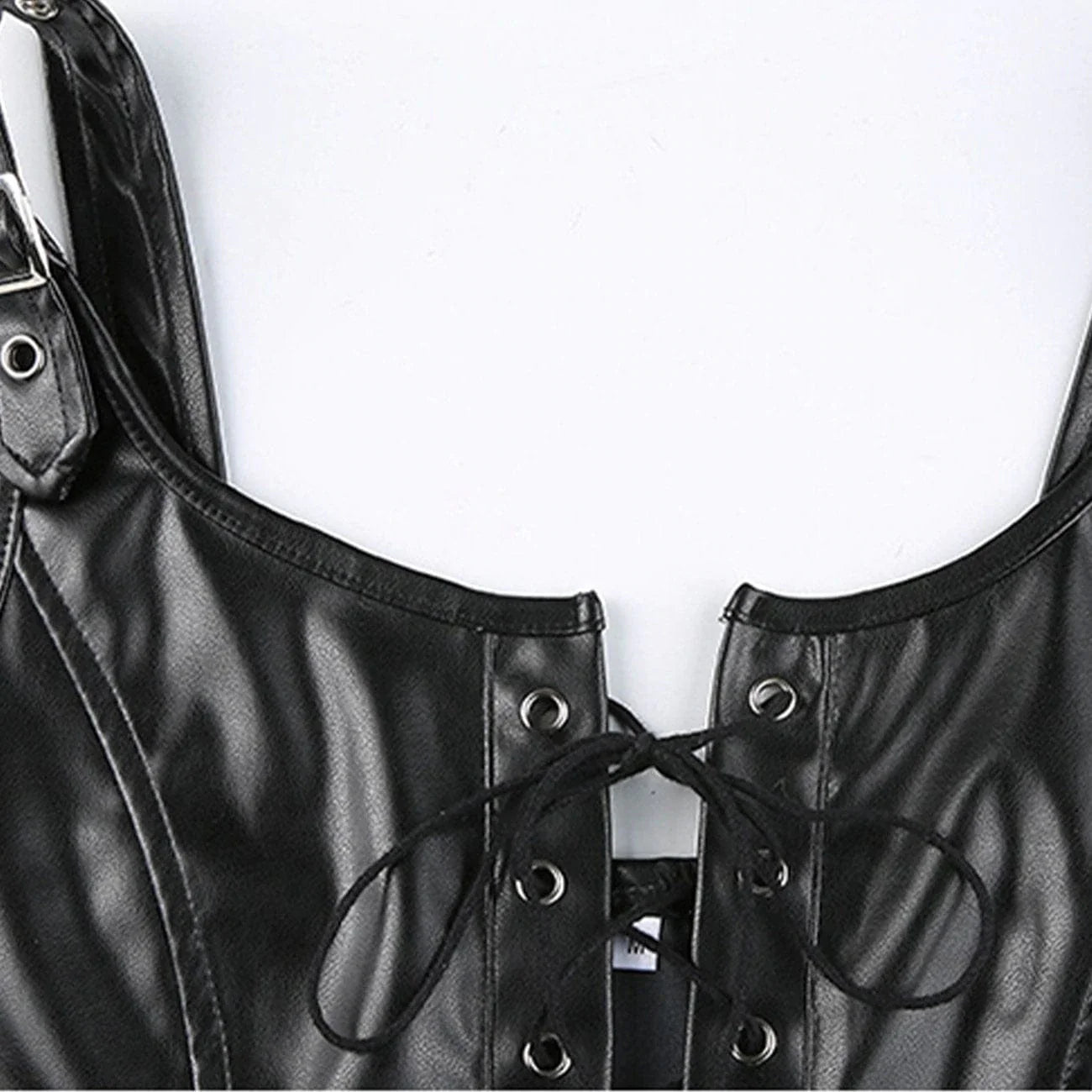 Drawstring Placket PU Vest