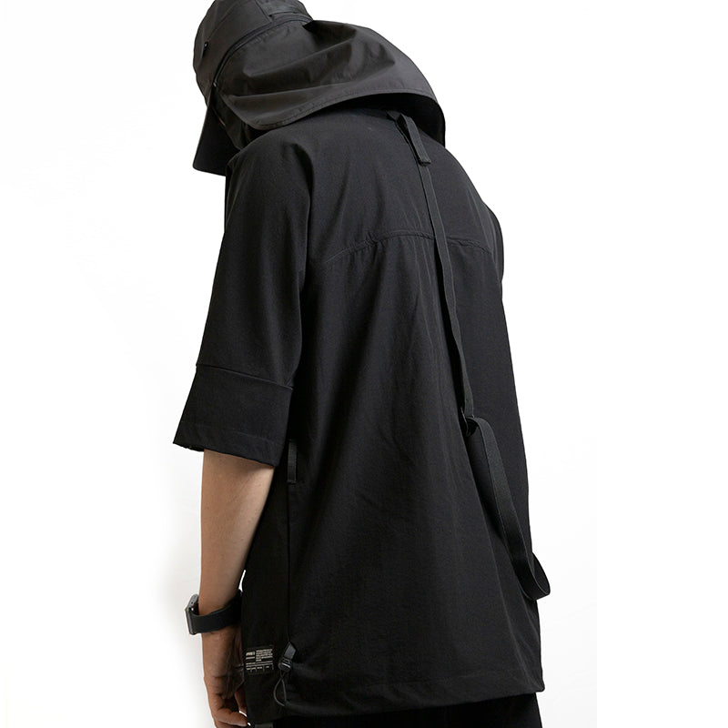 High Zipper Half Sleeve Tee
