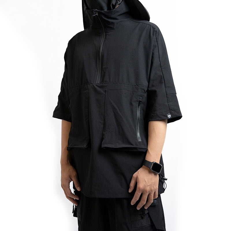 High Zipper Half Sleeve Tee