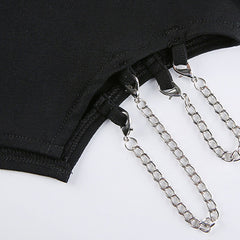 Solid Color Chain Decoration Tee
