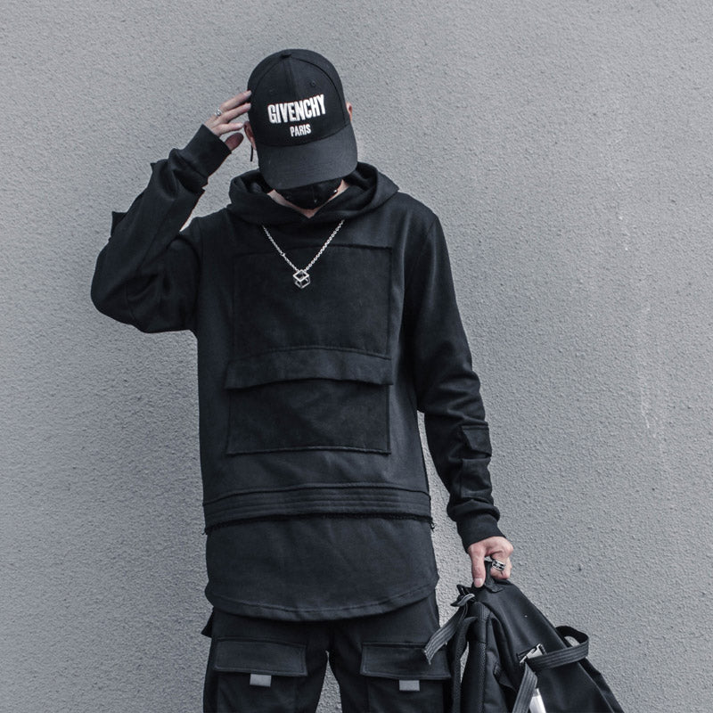 Long Sleeve Techwear Chest Pocket Hoodie
