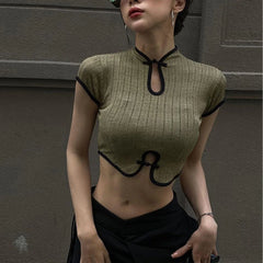 Vintage Hollow Out Slim Fit Tee