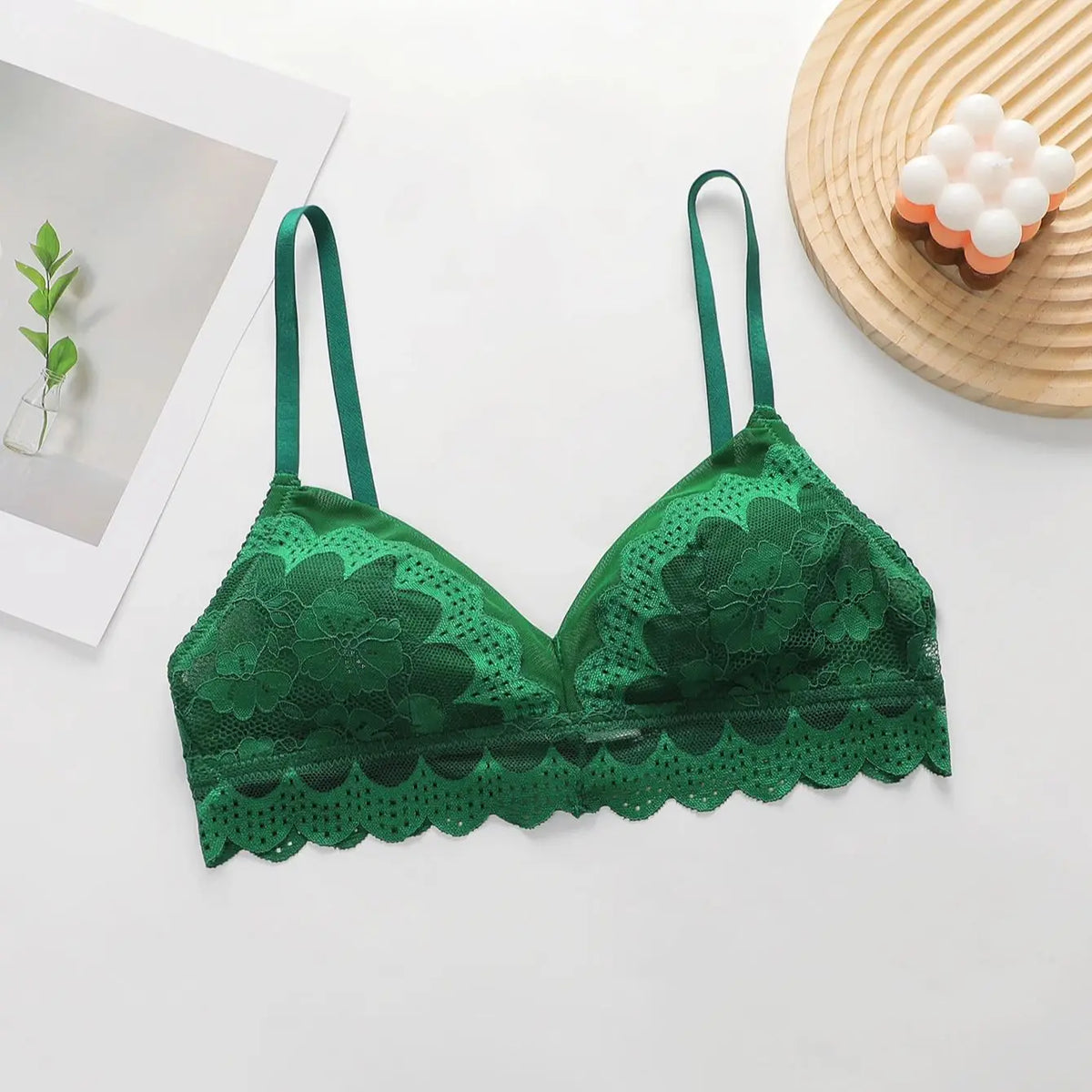 Wire Free Soft Green Lace Bralette