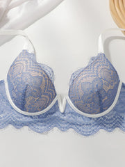 Women Blue Eyelash Lace lingerie