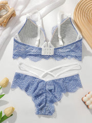 Women Blue Eyelash Lace lingerie