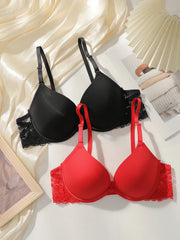 Women Deep V Neck Underwire Padded Push Up Bra