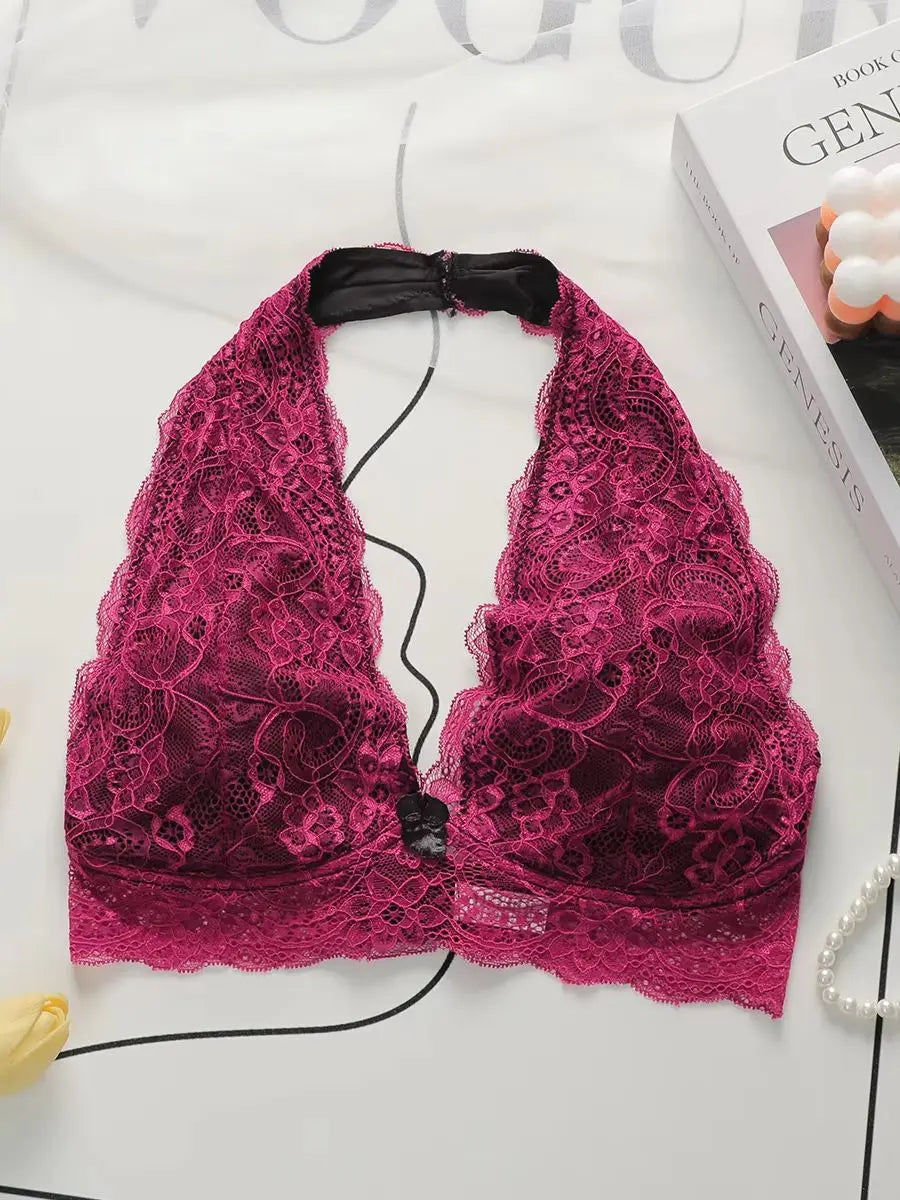 Women Floral Lace Halter Bralette