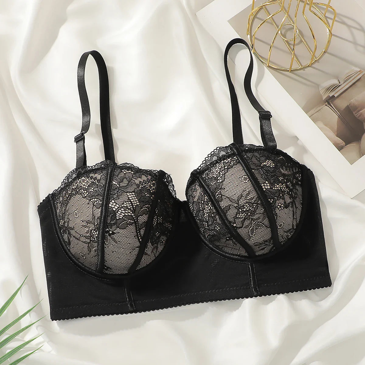 Women Floral Lace Underwire Padded Bra