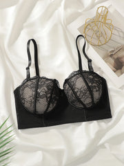 Women Floral Lace Underwire Padded Bra